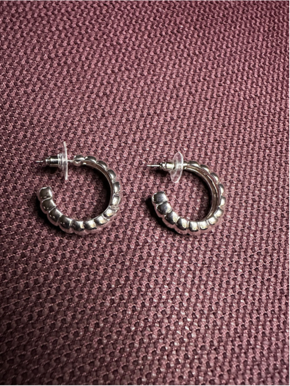 Silver Tone Twisted Hoop Earrings